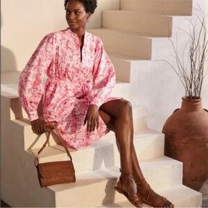 Boden Antonia Pink Tropical Print Shirt Dress Size 4P